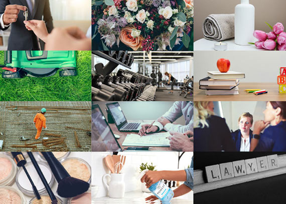 Collage image of various businesses